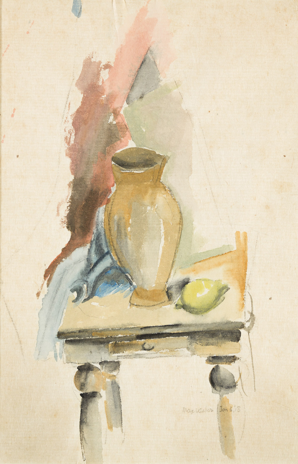 MAX WEBER Still Life with a Vase and Lemon.